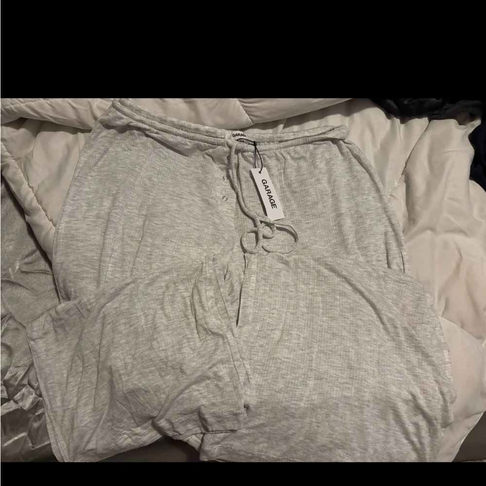 Garage White Ribbed Lounge Joggers